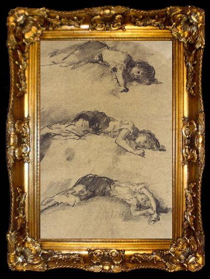 framed  Nicolae Grigorescu Three Studies for Sleeping Young Woman, ta009-2